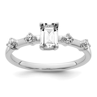 14k White Gold Semi-mount Diamond Emerald Center Engagement Ring