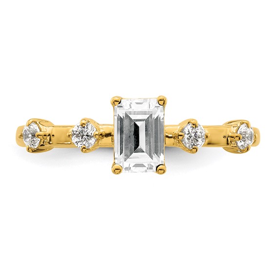 14k Semi-mount Diamond Emerald Center Engagement Ring