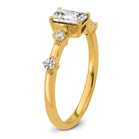 14k Semi-mount Diamond Emerald Center Engagement Ring