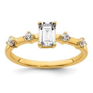 14k Semi-mount Diamond Emerald Center Engagement Ring