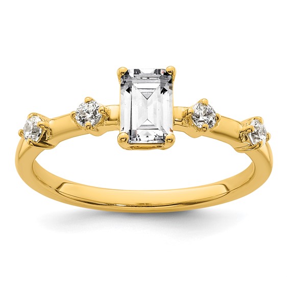 14k Semi-mount Diamond Emerald Center Engagement Ring