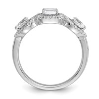 14K White Gold 0.62 Carat Lab Grown Diamond VS SI+ G+ Three Stone Emerald and Pear Complete Engagement Ring view 2