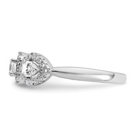 14K White Gold 0.62 Carat Lab Grown Diamond VS SI+ G+ Three Stone Emerald and Pear Complete Engagement Ring view 3