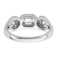 14K White Gold 0.62 Carat Lab Grown Diamond VS SI+ G+ Three Stone Emerald and Pear Complete Engagement Ring view 5