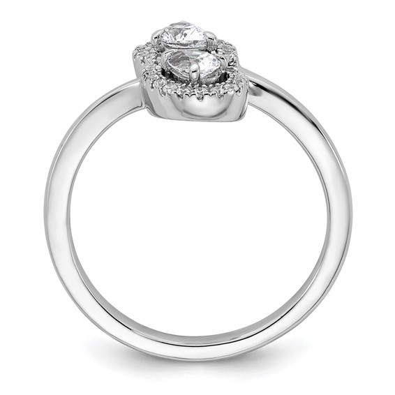 14K White Gold Polished 3/8 carat Diamond Pear Halo Bypass Ring