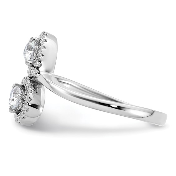 14K White Gold Polished 3/8 carat Diamond Pear Halo Bypass Ring