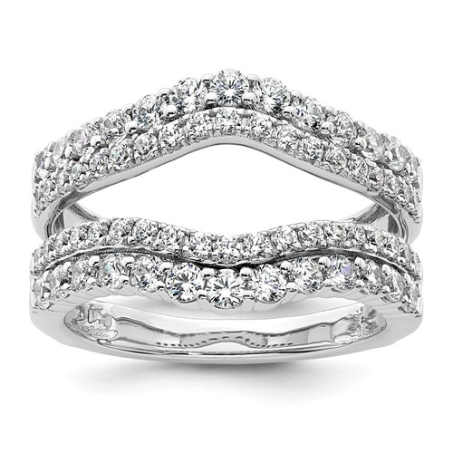 14K White Gold 1.25 Carat Lab Grown Diamond VS SI+ G+ Complete Double Row Ring Guard