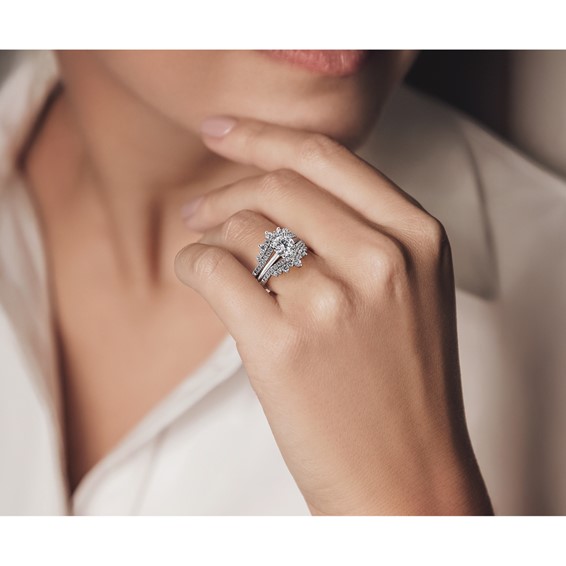 14k White Gold 1 carat Lab Grown Diamond VS/SI+ G+ Complete Double Row Ring Guard