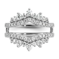 14K White Gold 1 Carat Lab Grown Diamond VS SI+ G+ Complete Double Row Ring Guard view 4