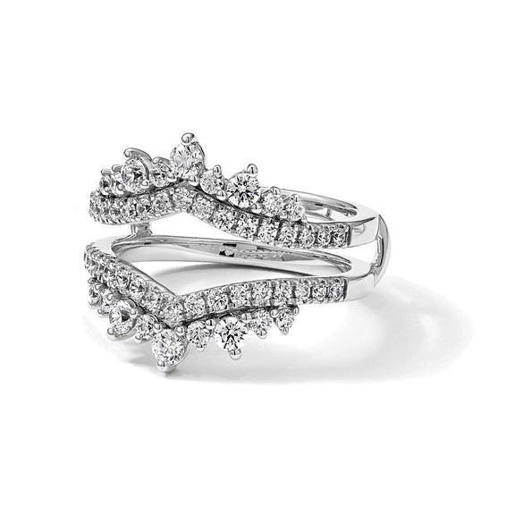 14k White Gold 1 carat Lab Grown Diamond VS/SI+ G+ Complete Double Row Ring Guard