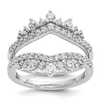 14K White Gold 1 Carat Lab Grown Diamond VS SI+ G+ Complete Double Row Ring Guard view 1