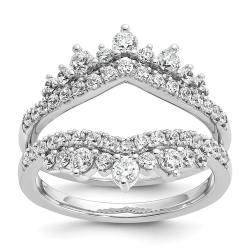 14K White Gold 1 Carat Lab Grown Diamond VS SI+ G+ Complete Double Row Ring Guard