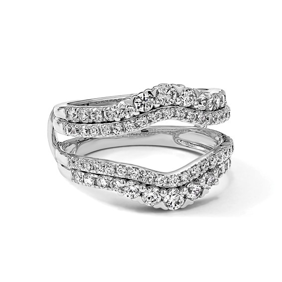 14k White Gold 1 1/4 carat Lab Grown Diamond VS/SI+ G+ Complete Double Row Ring Guard