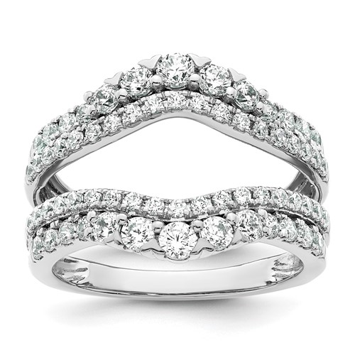 14K White Gold 1.25 Carat Lab Grown Diamond VS SI+ G+ Complete Double Row Ring Guard