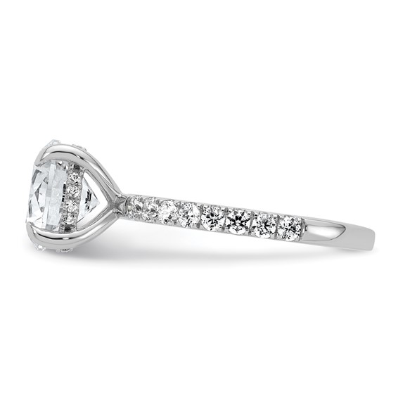 14k White Gold 3 1/2 carat Certified Lab Grown Diamond VS+ F+ Round Complete Solitaire with Flair Engagement Ring