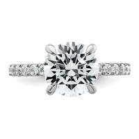 14K White Gold 3.50 Carat Certified Lab Grown Diamond VS SI+ G+ Round Complete Solitaire Ring with Flair Engagement view 4