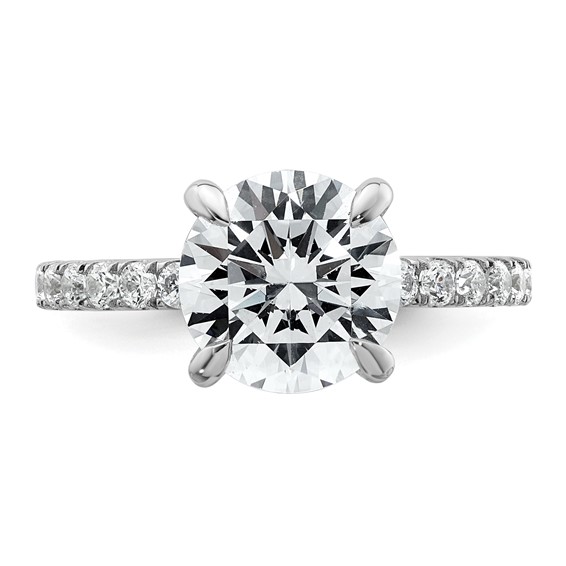 14k White Gold 3 1/2 carat Certified Lab Grown Diamond VS+ F+ Round Complete Solitaire with Flair Engagement Ring