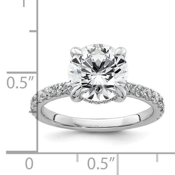 14k White Gold 3 1/2 carat Certified Lab Grown Diamond VS+ F+ Round Complete Solitaire with Flair Engagement Ring
