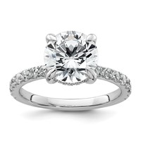 14K White Gold 3.50 Carat Certified Lab Grown Diamond VS SI+ G+ Round Complete Solitaire Ring with Flair Engagement view 1