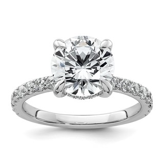 14k White Gold 3 1/2 carat Certified Lab Grown Diamond VS+ F+ Round Complete Solitaire with Flair Engagement Ring