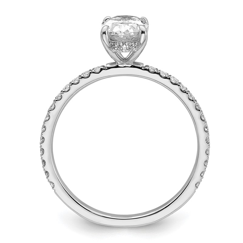 14k White Gold 1 1/2 carat Lab Grown Diamond VS/SI+ G+ Flair Oval Complete Engagement Ring