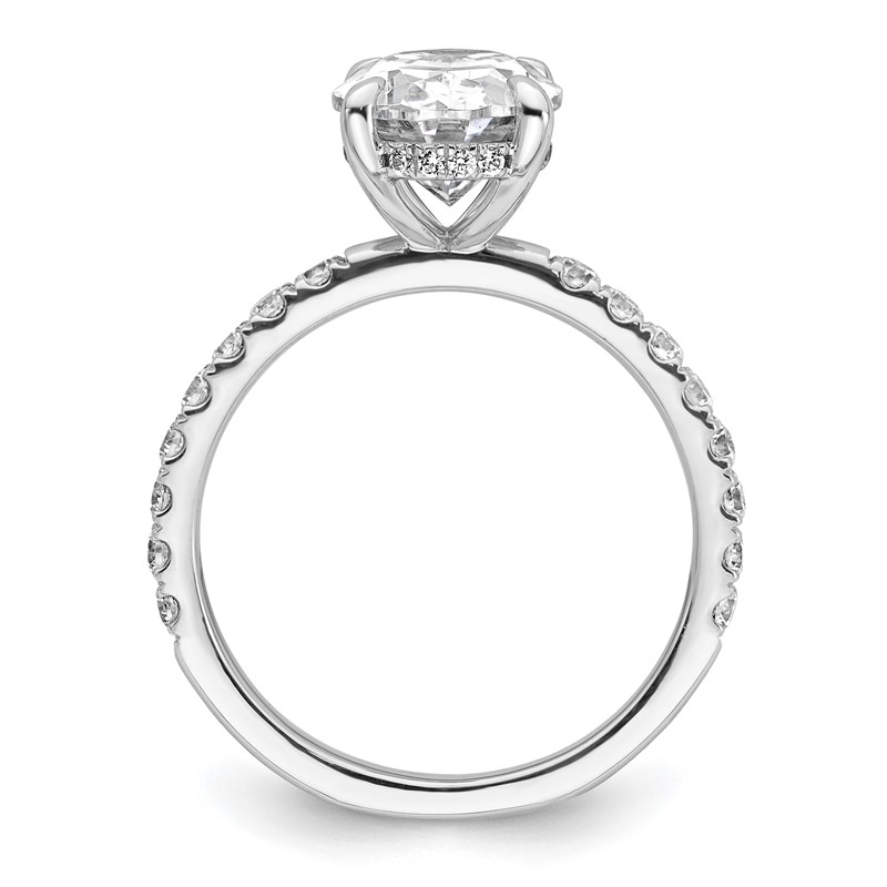 14k White Gold 1/2 carat Lab Grown Diamond VS/SI+ G+ 3 carat center Flair Oval Semi Mount Engagement Ring