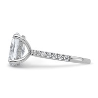 14K White Gold 3.50 Carat Certified Lab Grown Diamond VS+ F+ Oval Complete Solitaire Ring with Flair Engagement view 3
