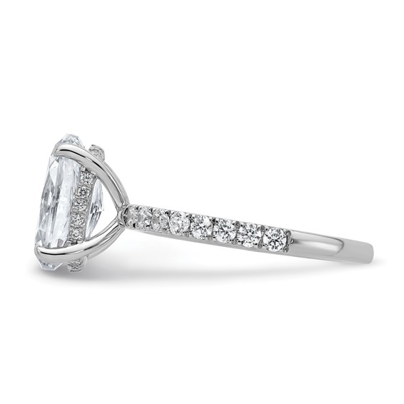 14k White Gold 3 1/2 carat Certified Lab Grown Diamond VS/SI+ G+ Oval Complete Solitaire with Flair Engagement Ring