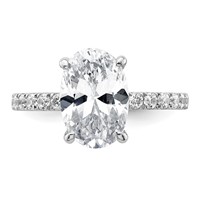 14K White Gold 3.50 Carat Certified Lab Grown Diamond VS+ F+ Oval Complete Solitaire Ring with Flair Engagement view 4