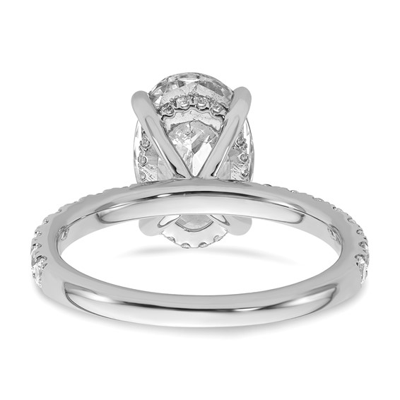 14k White Gold 3 1/2 carat Certified Lab Grown Diamond VS/SI+ G+ Oval Complete Solitaire with Flair Engagement Ring