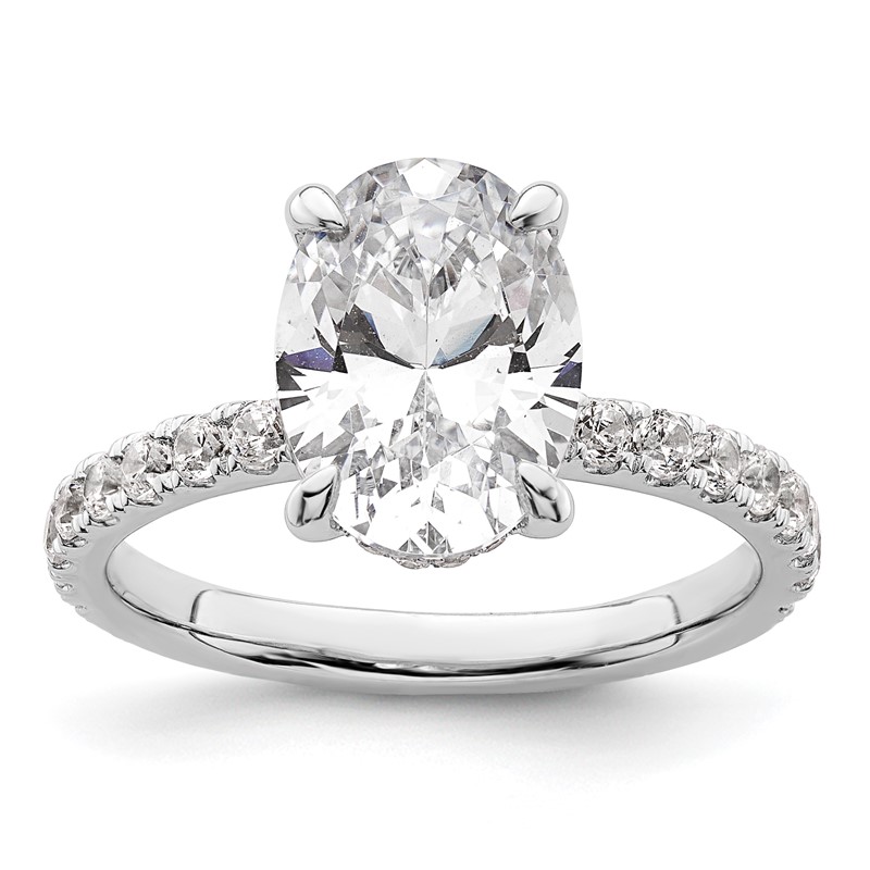14k White Gold 1/2 carat Lab Grown Diamond VS/SI+ G+ 3 carat center Flair Oval Semi Mount Engagement Ring