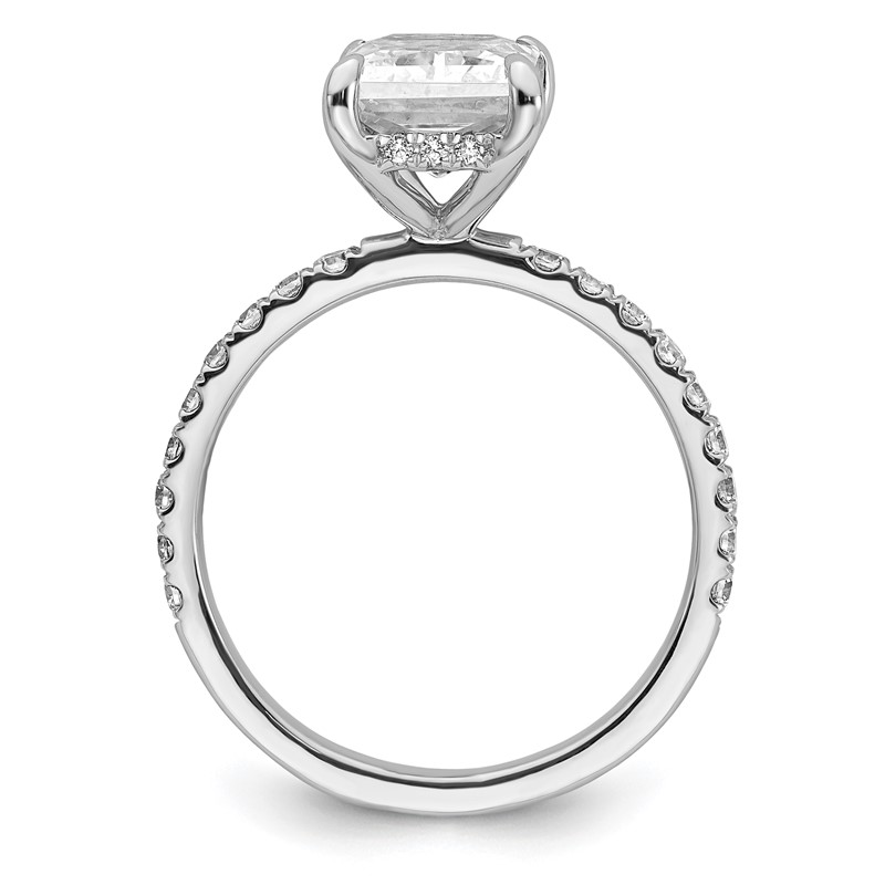 14k White Gold 1/10 carat Lab Grown Diamond VS/SI+ G+ 3 carat center Flair Round Semi Mount Engagement Ring