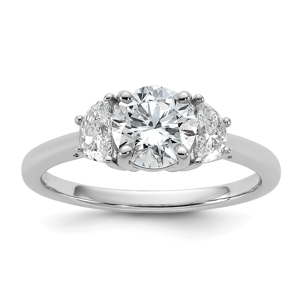 14K White Gold 1.38 Carat Certified Lab Grown Diamond Vs+f+ Round Complete Three Stone Engagement Ring