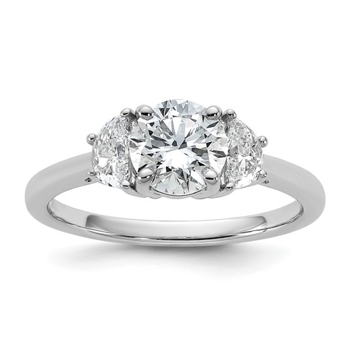 14K White Gold 1.38 Carat Certified Lab Grown Diamond VS SI+ G+ Round Complete Three Stone Engagement Ring