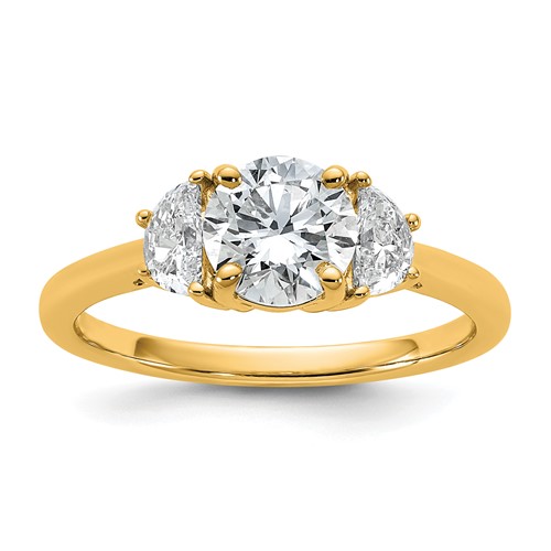 14K Yellow Gold 1.38 Carat Certified Lab Grown Diamond VS SI+ G+ Round Complete Three Stone Engagement Ring