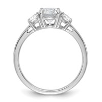 14K White Gold 0.38 Carat Lab Grown Diamond VS SI+ G+ 1 Carat Center Round Semi Mount Three Stone Engagement Ring view 2