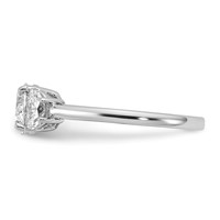 14K White Gold 0.38 Carat Lab Grown Diamond VS SI+ G+ 1 Carat Center Round Semi Mount Three Stone Engagement Ring view 3