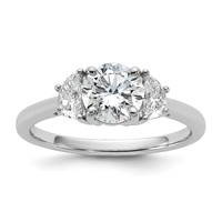 14K White Gold 0.38 Carat Lab Grown Diamond VS SI+ G+ 1 Carat Center Round Semi Mount Three Stone Engagement Ring view 1
