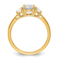 14K Yellow Gold 0.38 Carat Lab Grown Diamond VS SI+ G+ 1 Carat Center Round Semi Mount Three Stone Engagement Ring view 2