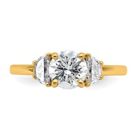 14K Yellow Gold 0.38 Carat Lab Grown Diamond VS SI+ G+ 1 Carat Center Round Semi Mount Three Stone Engagement Ring view 4