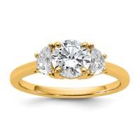 14K Yellow Gold 0.38 Carat Lab Grown Diamond VS SI+ G+ 1 Carat Center Round Semi Mount Three Stone Engagement Ring view 1