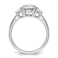 14K White Gold 0.50 Carat Lab Grown Diamond VS+ F+ 1.50 Carat Center Round Semi Mount Three Stone Engagement Ring view 2