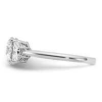 14K White Gold 0.50 Carat Lab Grown Diamond VS+ F+ 1.50 Carat Center Round Semi Mount Three Stone Engagement Ring view 3