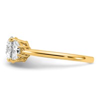 14K Yellow Gold 0.50 Carat Lab Grown Diamond VS SI+ G+ 1.50 Carat Center Round Semi Mount Three Stone Engagement Ring view 3