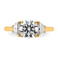 14K Yellow Gold 0.50 Carat Lab Grown Diamond VS SI+ G+ 1.50 Carat Center Round Semi Mount Three Stone Engagement Ring view 4