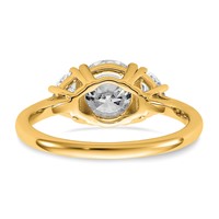 14K Yellow Gold 0.50 Carat Lab Grown Diamond VS SI+ G+ 1.50 Carat Center Round Semi Mount Three Stone Engagement Ring view 5