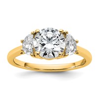 14K Yellow Gold 0.50 Carat Lab Grown Diamond VS SI+ G+ 1.50 Carat Center Round Semi Mount Three Stone Engagement Ring view 1