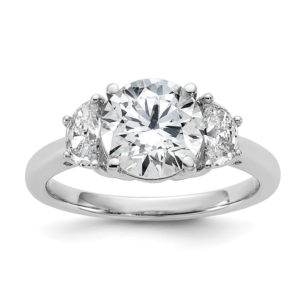 14K White Gold 2.50 Carat Certified Lab Grown Diamond VS SI+ G+ Round Complete Three Stone Engagement Ring