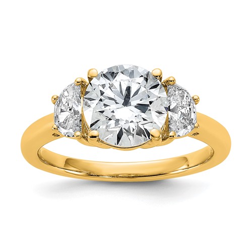 14K Yellow Gold 2.50 Carat Certified Lab Grown Diamond Vs+f+ Round Complete Three Stone Engagement Ring