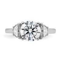 14K White Gold 0.50 Carat Lab Grown Diamond VS SI+ G+ 2 Carat Center Round Semi Mount Three Stone Engagement Ring view 4